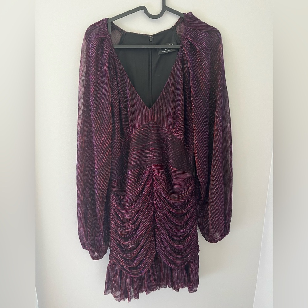 Inves V Neck Ruched Mini Dress